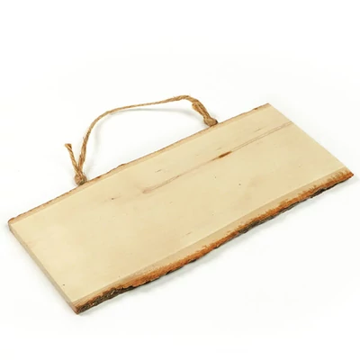 Fa képalap, faszelet akasztóval - téglalap, kb. 9-12x25 cm