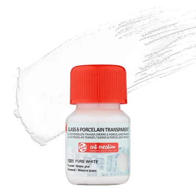Art Creation üveg- és porcelánfesték, transzparens, 30 ml - 1001 pure white
