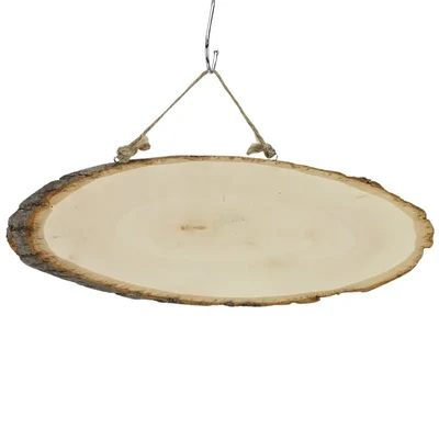 Fa képalap, faszelet akasztóval - ovális, kb. 13x34-37 cm