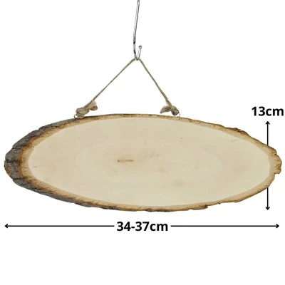 Fa képalap, faszelet akasztóval - ovális, kb. 13x34-37 cm