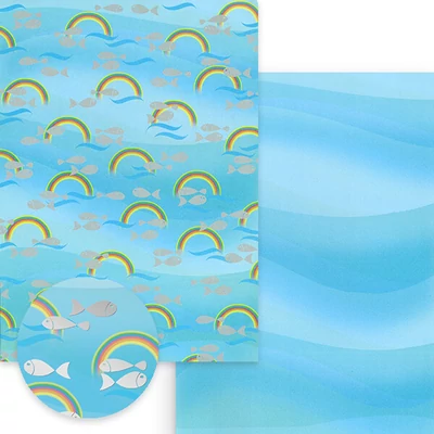 Fotókarton, A4 - halak, szivárvány, ezüst