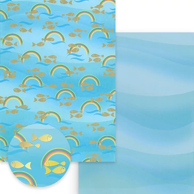 Fotókarton, A4 - halak, szivárvány, arany
