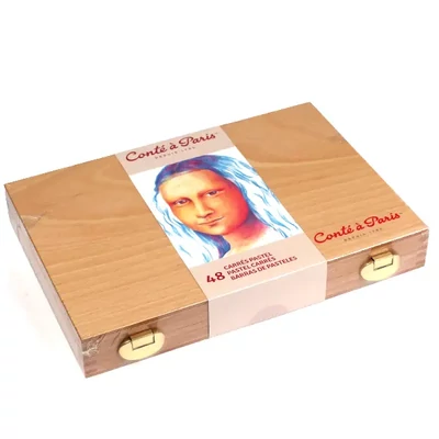 Conté pittkréta készlet - 48 db, bambuszfa dobozban