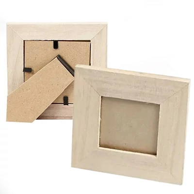 Fa képkeret üveglappal - mini, négyzet, 10x10 cm (5,5x5,5 cm)
