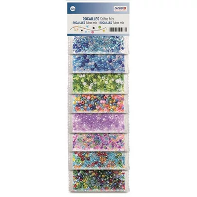 Üveggyöngy válogatás - 8 színű, multicolor