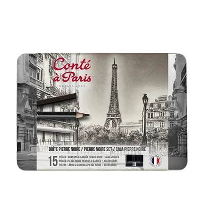 Conté vázlatceruza és pittkréta készlet - Pierre Noire set, 15 db, fémdobozos