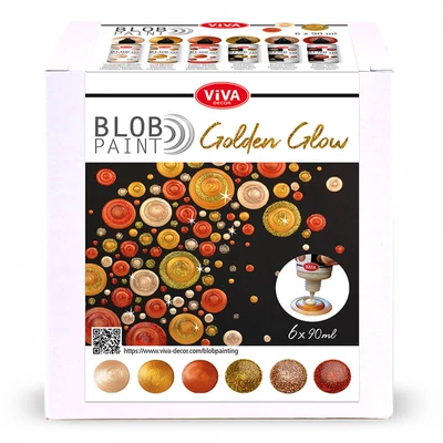 Pöttyöző festék készlet, Blob paint, 6x90 ml - Arany ragyogás