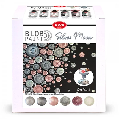 Pöttyöző festék készlet, Blob paint, 6x90 ml - Ezüst hold