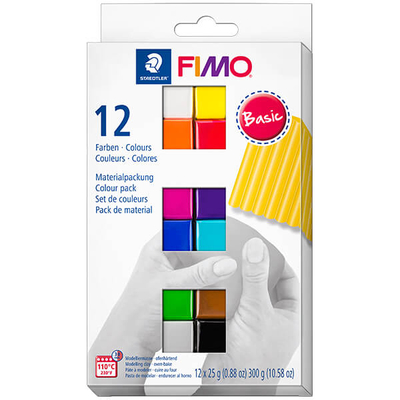 FIMO Soft Colour Pack süthető gyurma készlet, 12x25 g - Basic Colours