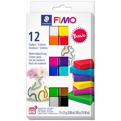 FIMO Soft Colour Pack süthető gyurma készlet, 12x25 g - Basic Colours