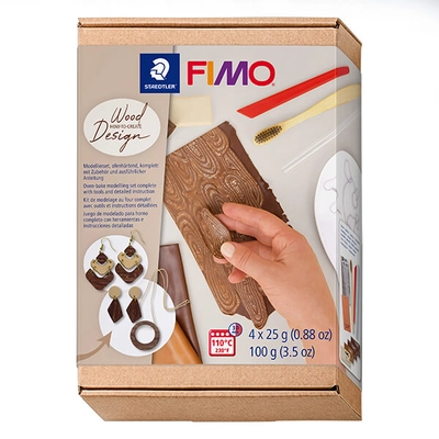 Fimo Soft süthető gyurma készlet, 4x25 g - Fa design, wood design