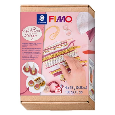 Fimo Effect süthető gyurma készlet, 4x25 g - kötés design, Knit and Braid Design
