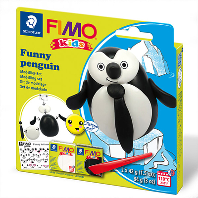 FIMO Kids süthető gyurma készlet, 2x42 g - Funny penguin, vicces pingvin