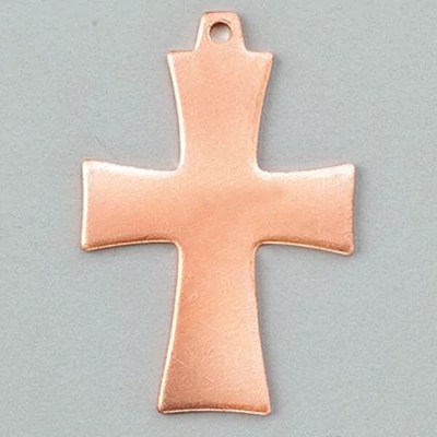 Tűzzománc medál vörösréz alap - kereszt, 33x22 mm