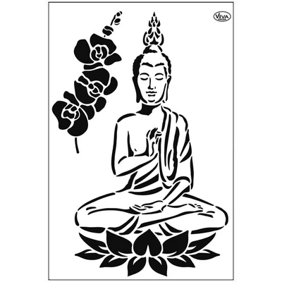 Stencil, 21x29,7 cm - Buddha és orchidea