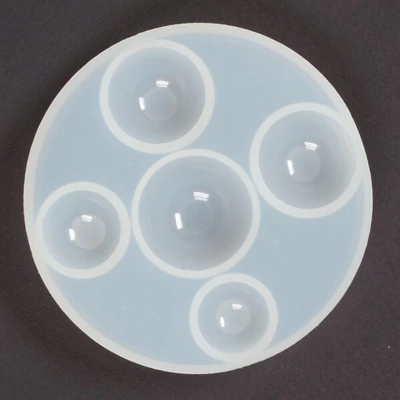 Szilikon öntő- és nyomóforma műgyantához, Fimo-hoz - félgömbök, 5 db, 5 méret