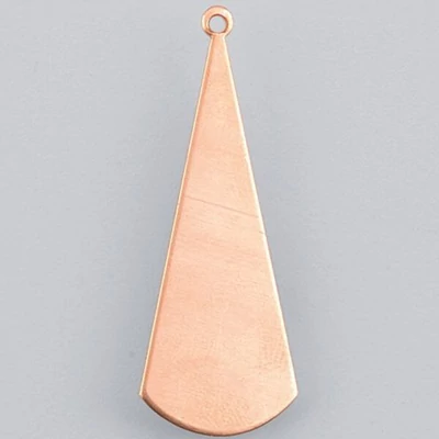 Tűzzománc vörösréz alap - háromszög, kerekített, 42x16 mm