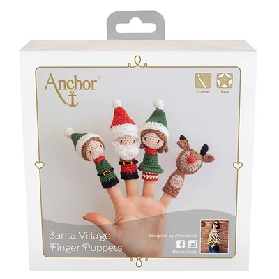 Horgolókészlet, Anchor Creativa Amigurumi figura - Karácsonyi ujjbábok