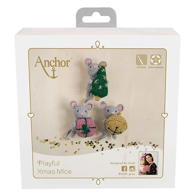 Horgolókészlet, Anchor Creativa Amigurumi figura - Karácsonyi egerek