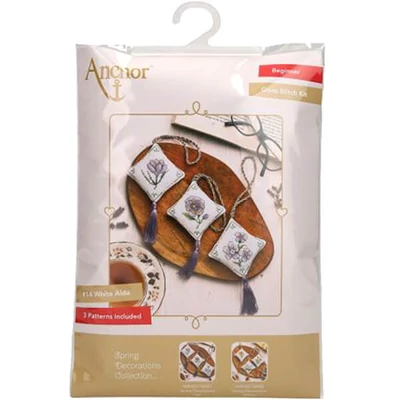 Keresztszemes hímzőkészlet, Anchor Spring Decorations - Tavaszi virágok, lila