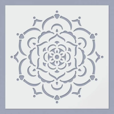 Stencil, 24,5x24,5 cm - Mandala, virág