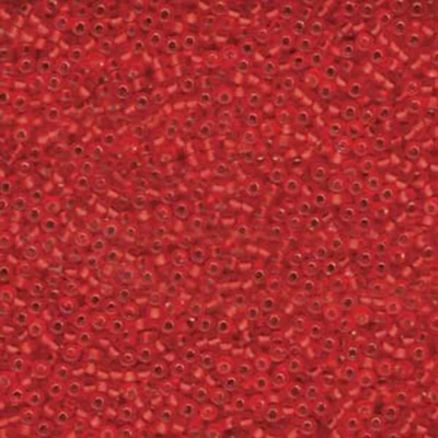 Miyuki japán üveggyöngy, kásagyöngy 11/0 - Matte Silver Lined Flame Red