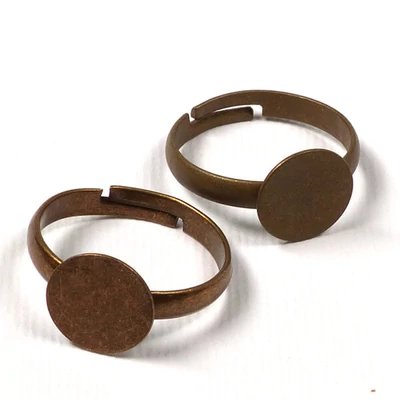 Gyűrűalap, tárcsás - 10 mm, antik, 2 db