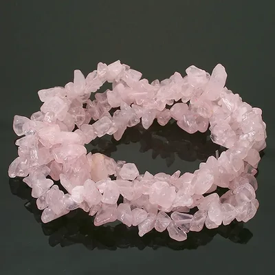 Ásványgyöngy chips - Rózsakvarc, 8-12 mm, 1 szál
