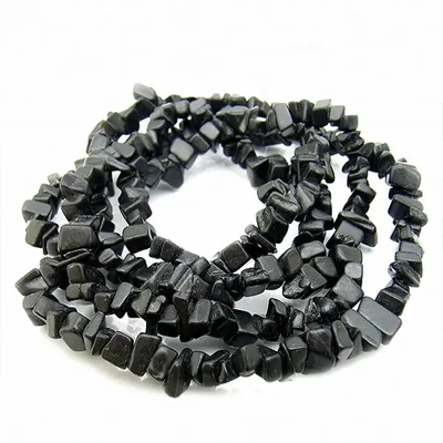 Ásványgyöngy chips - Ónix obszidián, 8-12 mm, 1 szál, 37cm