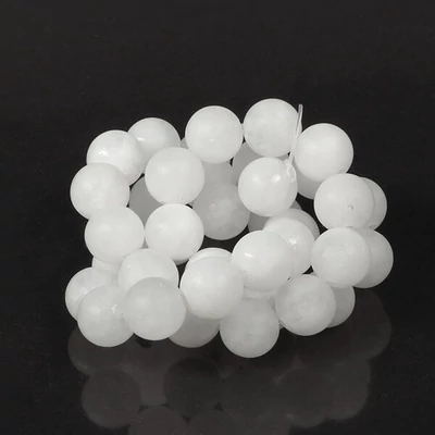 Ásványgyöngy - Fehér jáde, matt, 10 mm, 1 szál