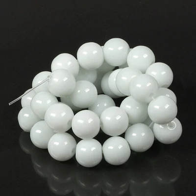Ásványgyöngy - Obszidián, fehér hópehely, 10 mm, 1 szál