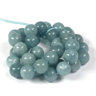 Ásványgyöngy - Akvamarin, 10 mm, 1 szál