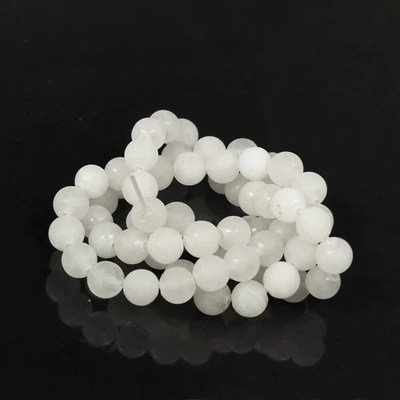 Ásványgyöngy - Fehér jáde, matt, 6 mm, 1 szál