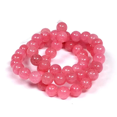 Ásványgyöngy, színezett - Jégkvarc, piros, 6 mm, 1 szál