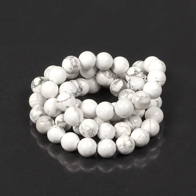 Ásványgyöngy - Howlit, fehér, 6 mm, 1 szál