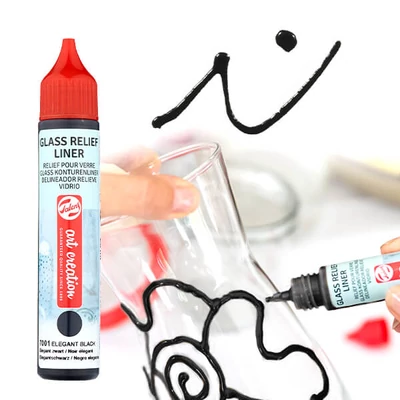 Art Creation Glass Relief Liner, üvegkontúr, 3D festéktoll, 28 ml - 7001 Black