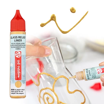 Art Creation Glass Relief Liner, üvegkontúr, 3D festéktoll, 28 ml - 8020 Gold