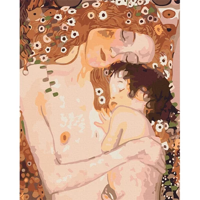Számozott kifestő készlet, feszített vásznon, 40x50 cm - Gustav Klimt: Anya és gyermeke