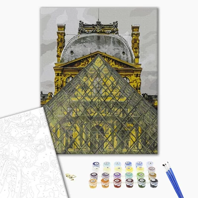 Számozott kifestő készlet, feszített vásznon, 40x50 cm - Louvre Pyramid