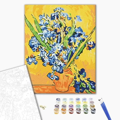 Számozott kifestő készlet, feszített vásznon, 40x50 cm - Van Gogh: Íriszek vázában