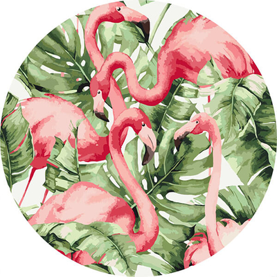 Számozott kifestő készlet, feszített vásznon, 30 cm - Flamingók a trópusokon