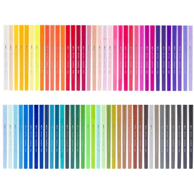 Bruynzeel Fineliner Brush pen kétvégű filctoll készlet - 72 db, fémdobozos