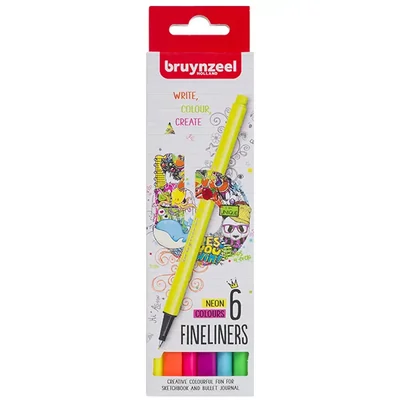 Bruynzeel Fineliner tűfilc készlet - 6 db, neon színek