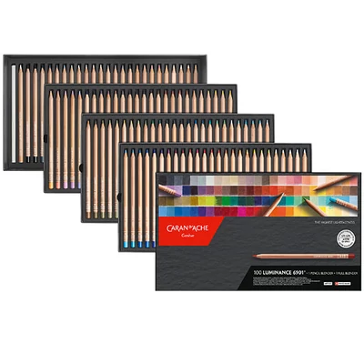 Caran d'Ache Luminance 6901 színesceruza készlet - 100 szín, 102 db + kiegészítők