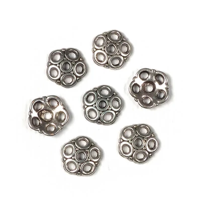Charm fémdísz, 7 db - gyöngykupak, 5 ágú, 8 mm