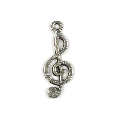 Charm fémdísz, 4 db - violinkulcs
