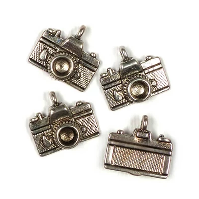 Charm fémdísz, 4 db - fényképezőgép, 3D