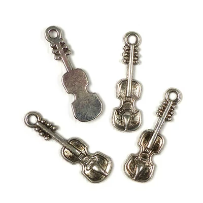 Charm fémdísz, 4 db - hegedű