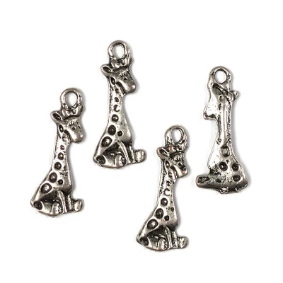 Charm fémdísz, 4 db - zsiráf, 3D