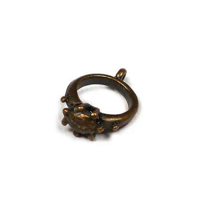 Charm fémdísz, 4 db - gyűrű, köves, 3D, antik